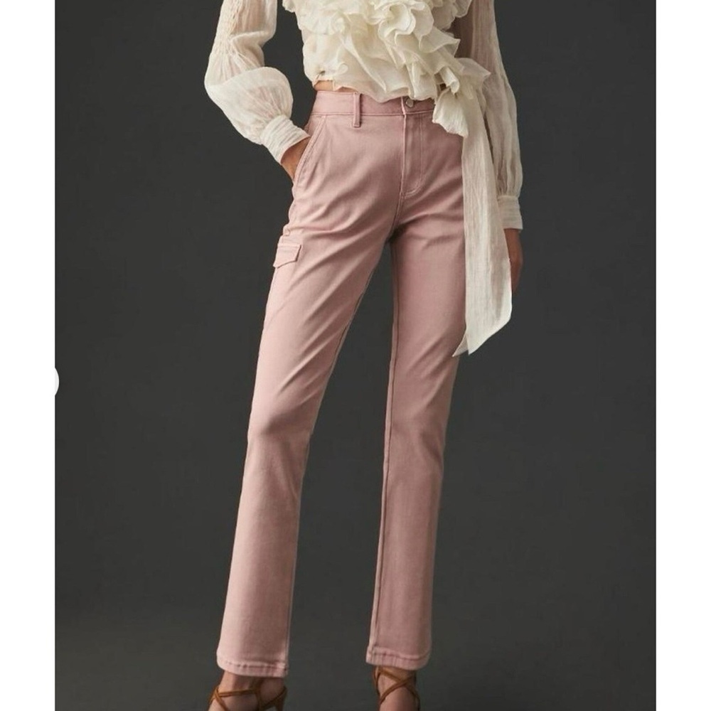 Paige Jolie Mid-Rise Straight PINK pant, Size 26, Cargo Pockets, Offers Welcome